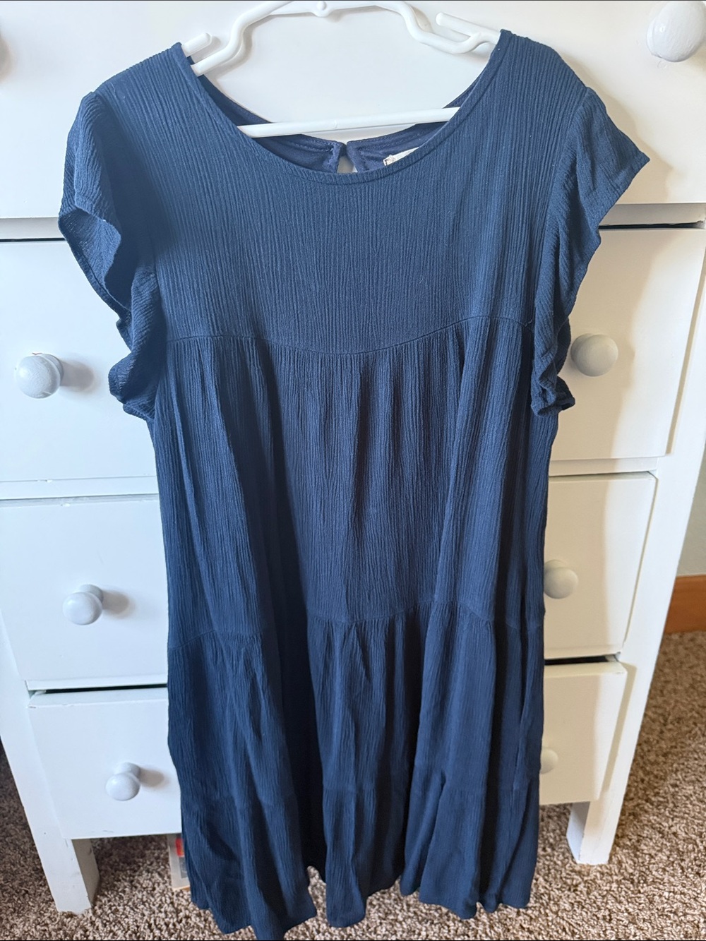 Altar'd State Navy Textured Short Sleeve Dress